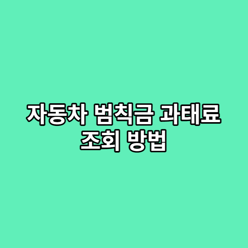  자동차 범칙금 및 과태료 간단 조회 방법