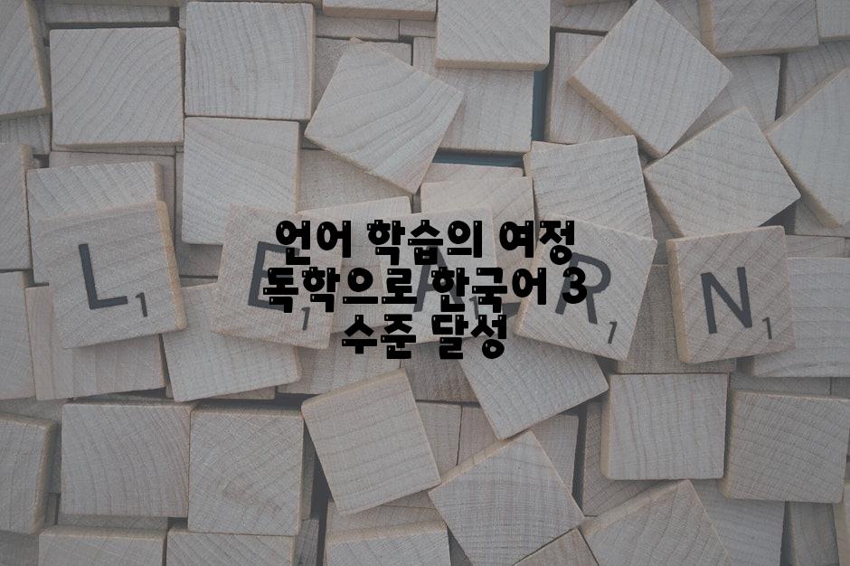 언어 학습의 여정 독학으로 한국어 3 수준 달성