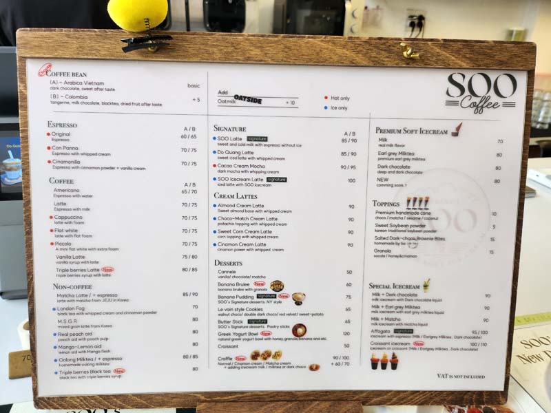 호치민여행_호치민카페_타오디엔카페_수커피_SOOcoffee_메뉴판