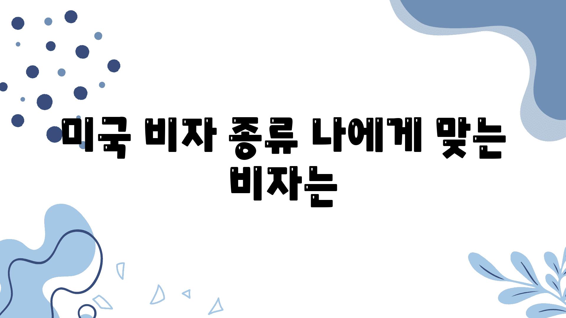 미국 비자 종류 나에게 맞는 비자는