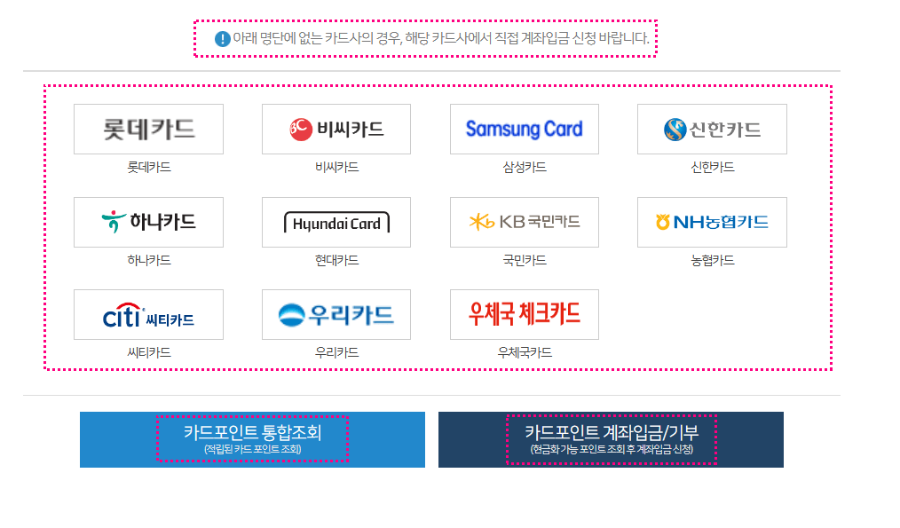 숨은 카드포인트 통합조회