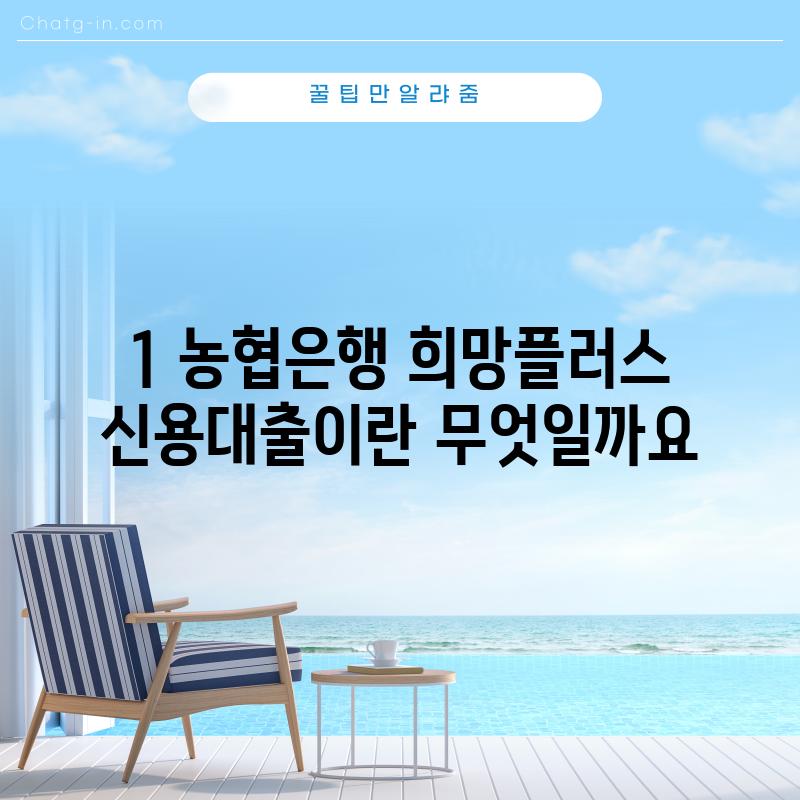 1. 농협은행 희망플러스 신용대출이란 무엇일까요?