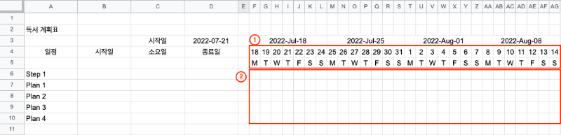 간트차트-조건부-서식-적용-범위-사진