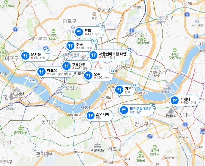 미슐랭-가이드-서울-2023-지도-위치
