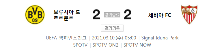  도르트문트 대 세비야 경기 (2020 ~ 2021 챔피언스리그 16강 2차전 하이라이트)