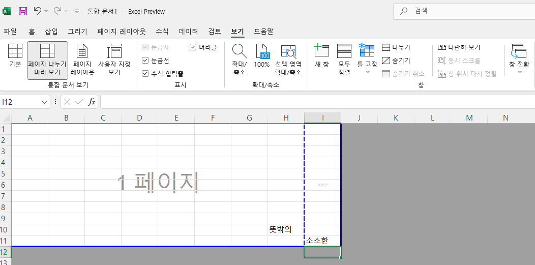 엑셀 페이지 나누기 미리보기 기능 활용하기