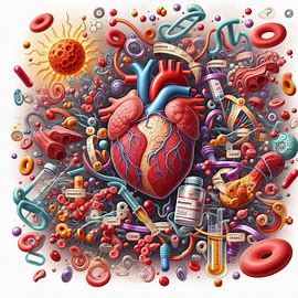 심장 그림과 주변으로 응고 단백질들 그림이 그려져 있다.