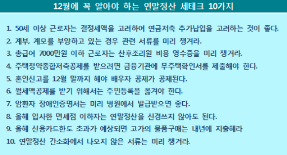 13월의 월급 연말정산13월의 5