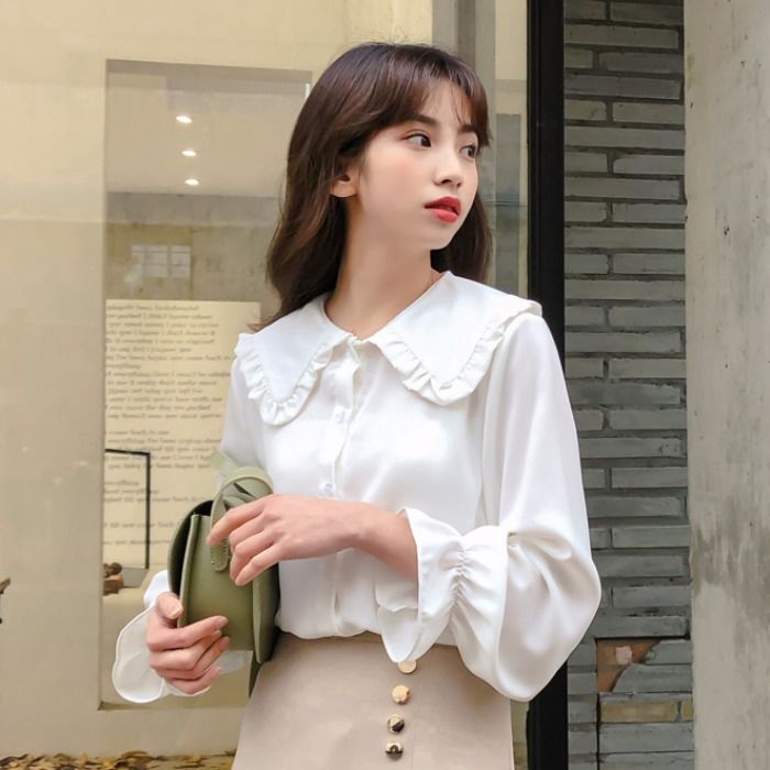  여성블라우스 쉬폰블라우스 셔츠 여성 단색 단순한 새 도착 봄 스타일 세련된 유행 캐주얼 블라우스 우아한 빈티지 여성 알리여성의류