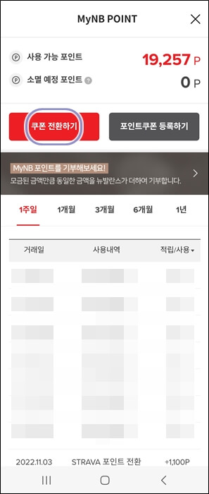 뉴발란스 포인트로 쿠폰전환하기