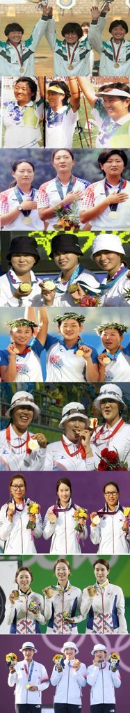 역대 여자 양궁 단체전 금메달 수상자들 전원 한국인 이미지