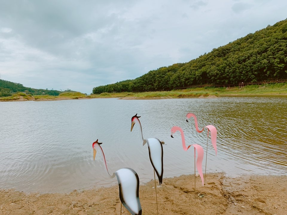  바람 학 조형물 현장설치 사진입니다.