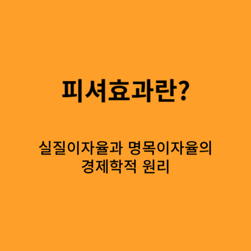 피셔 효과란? 실질이자율과 명목이자율의 경제학적 원리