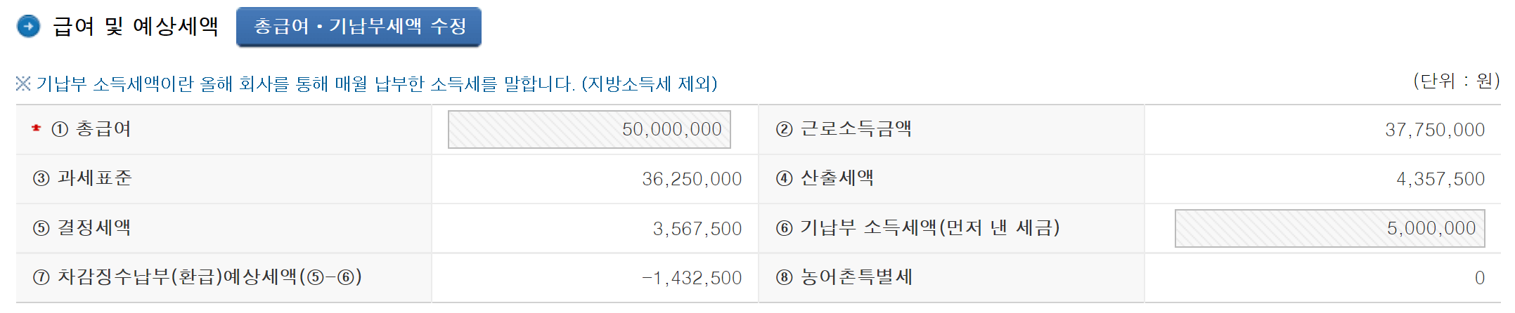 급여 및 예상세액 연말정산 미리보기 연말정산 소득공제 연말정산 환급금