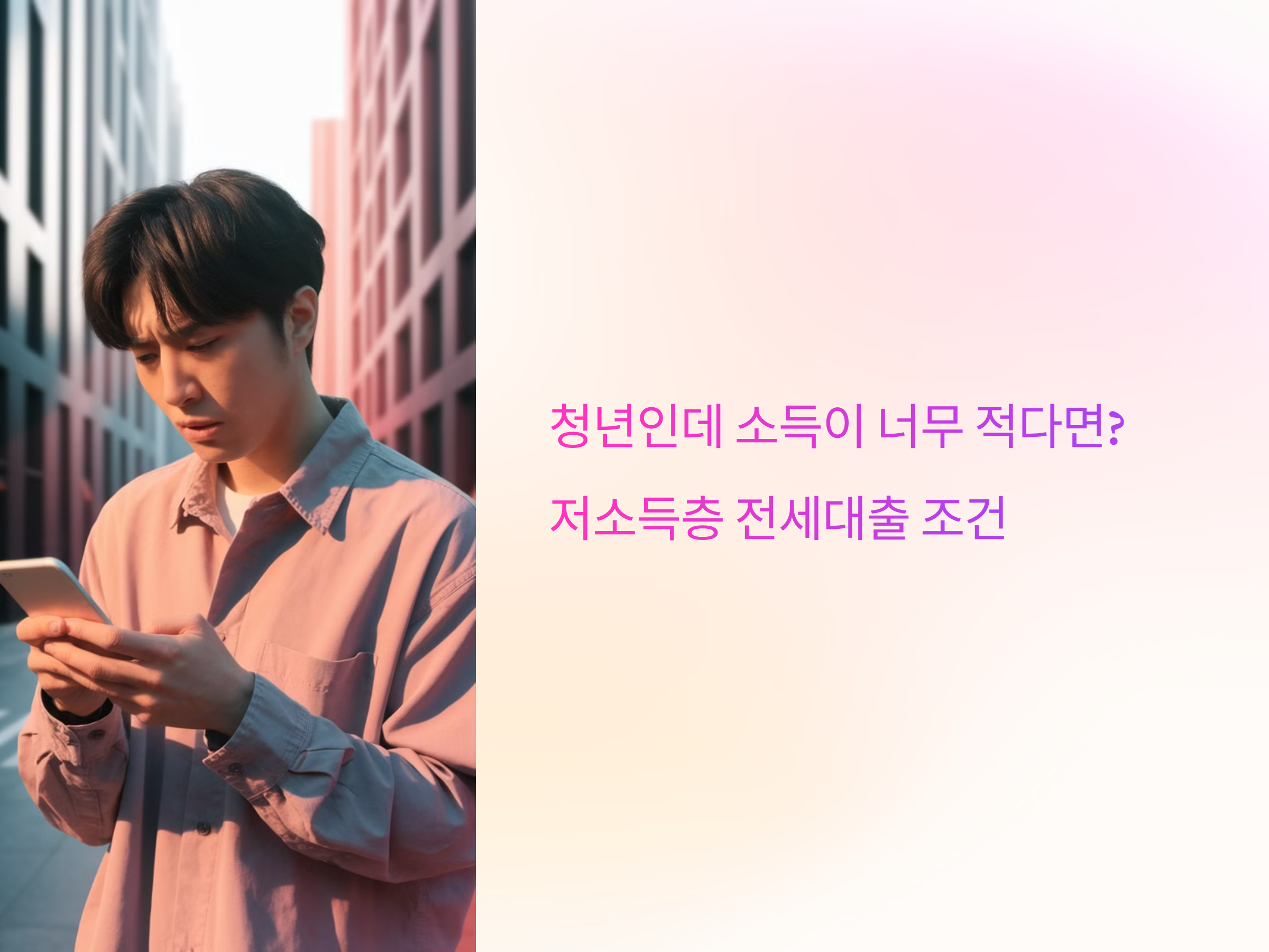 청년인데 소득이 너무 적다면? 저소득층 전세대출 조건 - 1분 요약