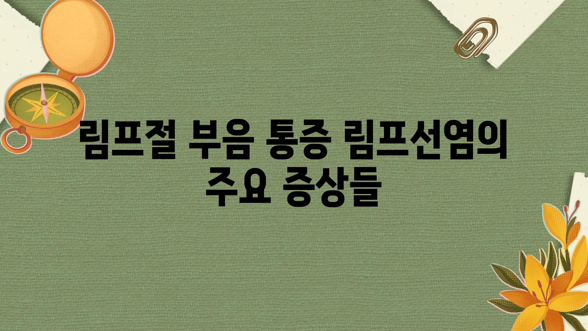 림프절 부음 통증 림프선염의 주요 증상들