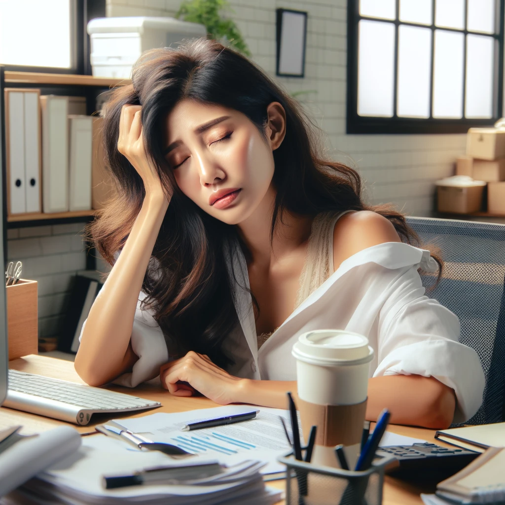 기면증으로 힘들어 하는 여자