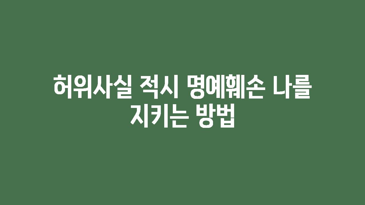 허위사실 적시 명예훼손 나를 지키는 방법