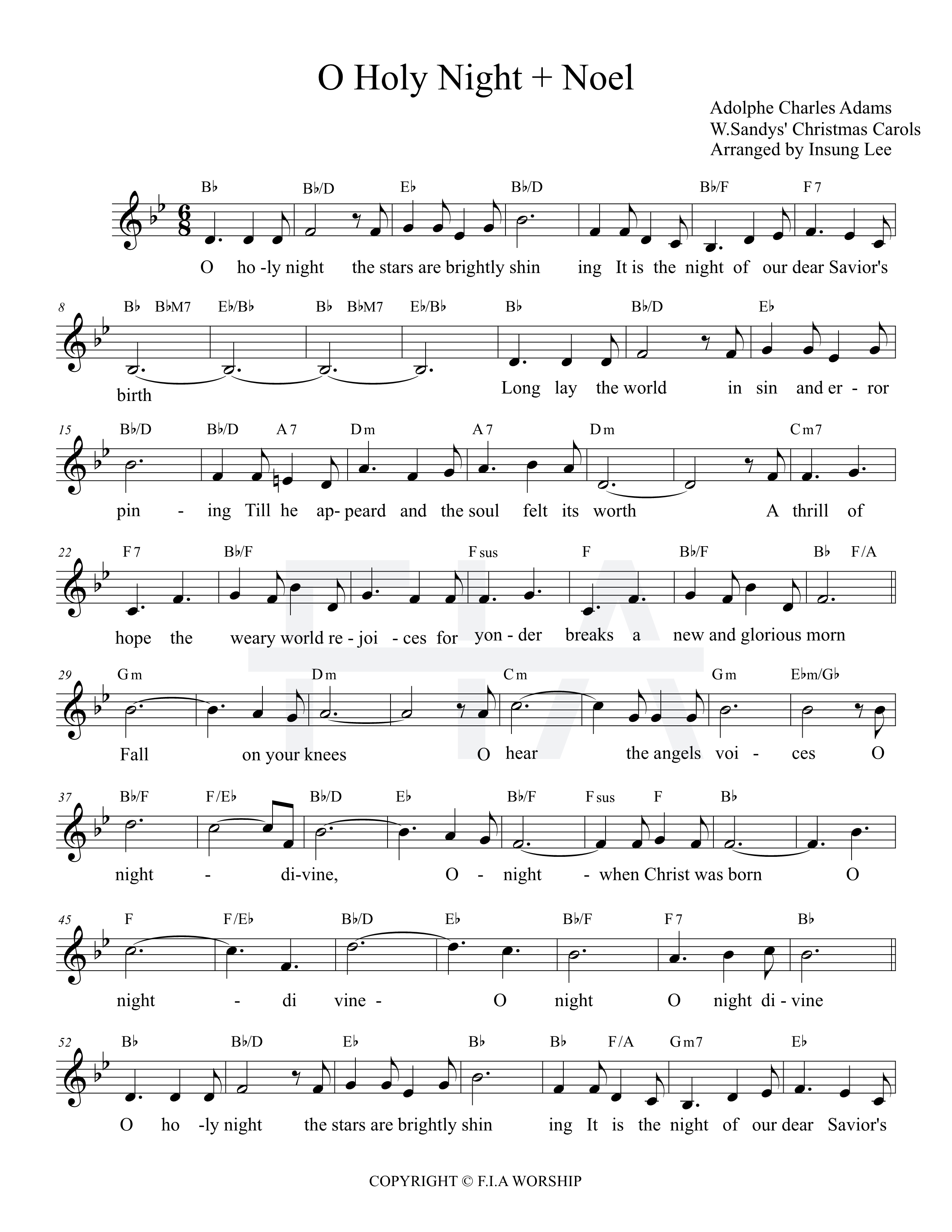 피아워십(F.I.A WORSHIP) - O Holy Night & Noel (성탄절 크리스마스 앨범) 악보