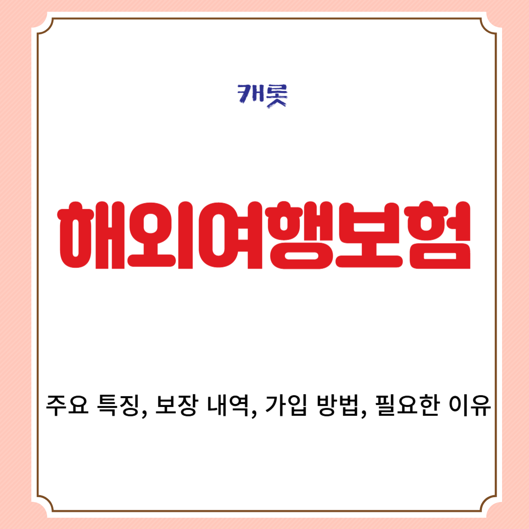 캐롯 해외여행보험 주요 특징, 보장 내역, 가입 방법, 필요한 이유