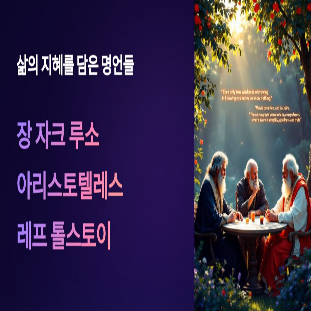 삶의 지혜를 담은 명언들: 장 자크 루소, 아리스토텔레스, 레프 톨스토이