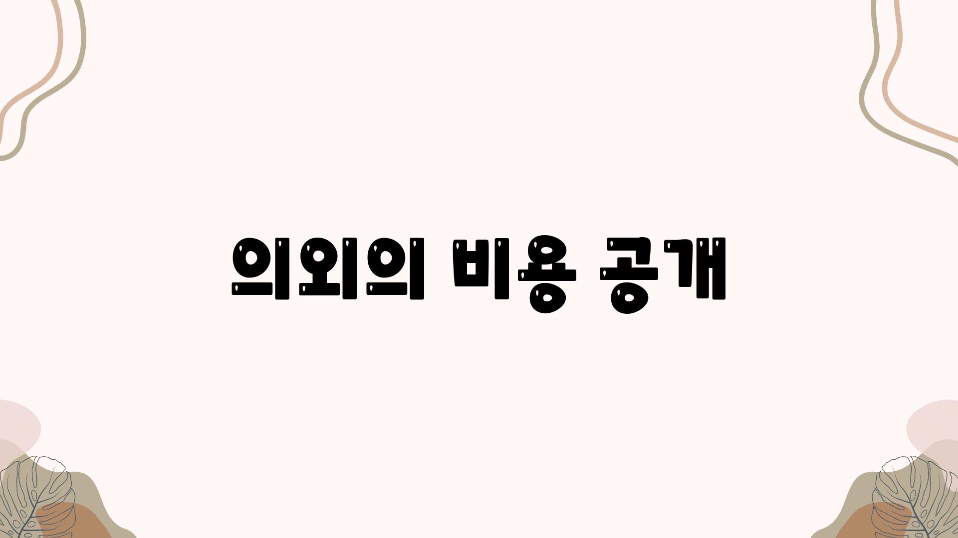 의외의 비용 공개!