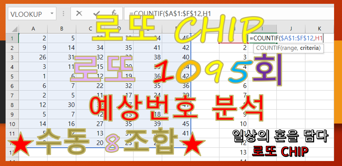  로또 1095회 예상번호 분석 자료 수동 8조합