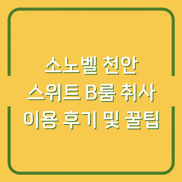 소노벨 천안 스위트 B룸 취사 이용 후기 및 꿀팁