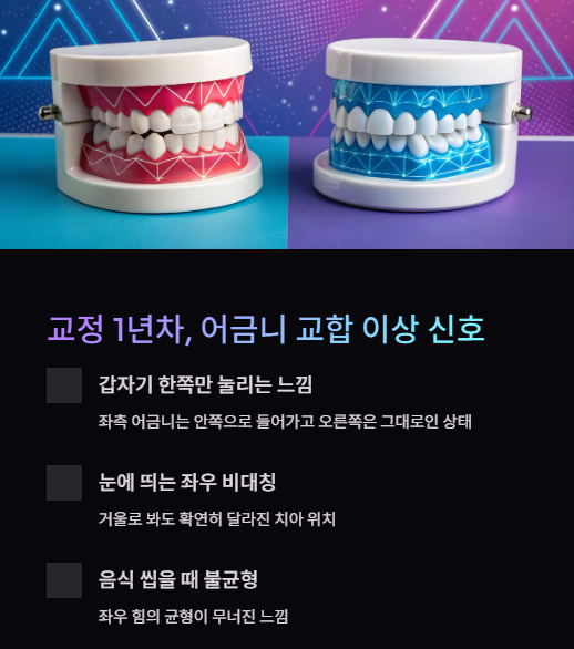 교정 1년차 어금니 교합 이상 신호