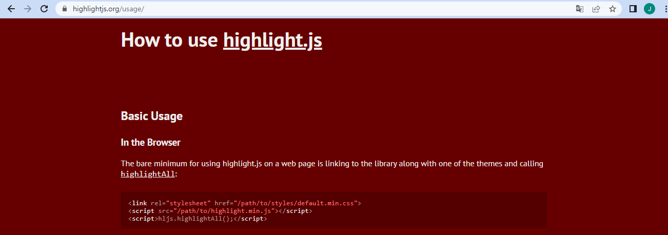 highlight.js 웹사이트 - 코드 블럭 테마 사용법
