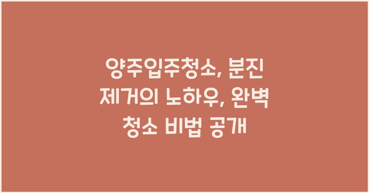 양주입주청소: 분진 제거의 노하우