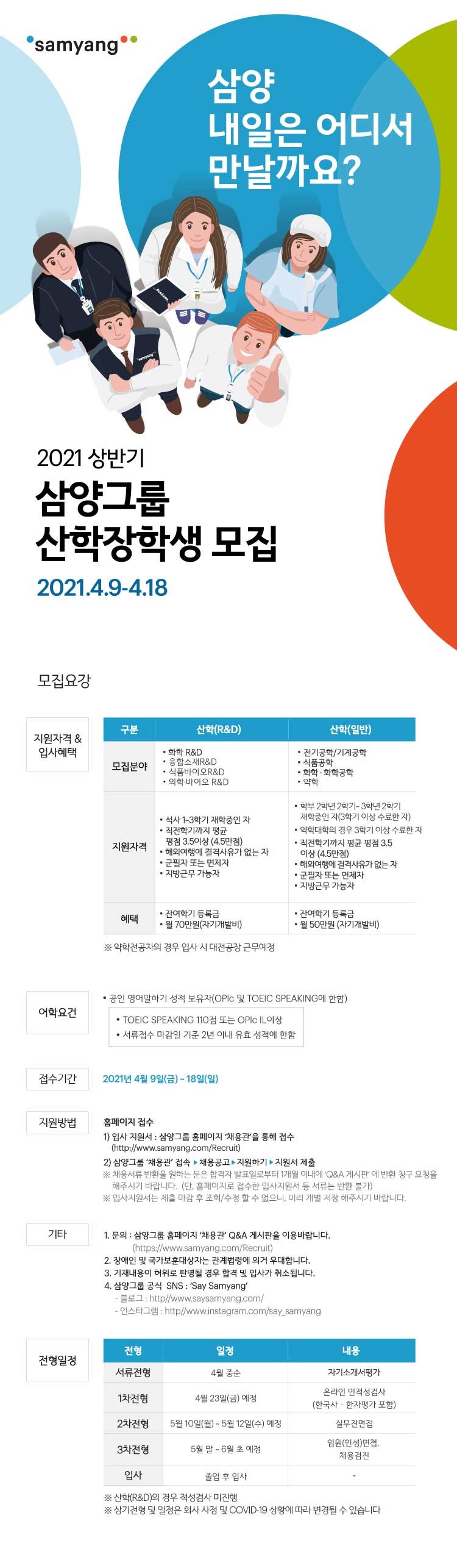  등록금에 용돈으로 월 50 주는 장학금있다?! (feat.2021 삼양 산학장학금)(~4/18)
