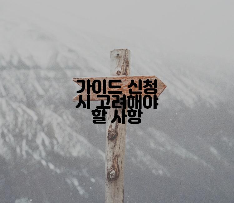 가이드 신청 시 고려해야 할 사항