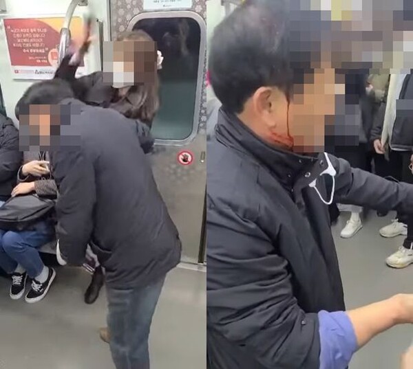  서울 지하철 9호선 뚝배기녀, 60대 남성 폭행하며 "나 경찰 빽있어"