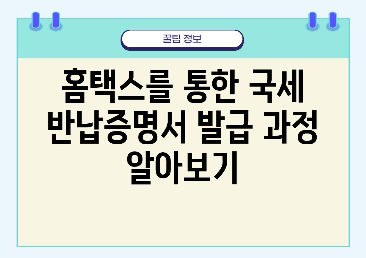 홈택스를 통한 국세 반납증명서 발급 과정 알아보기