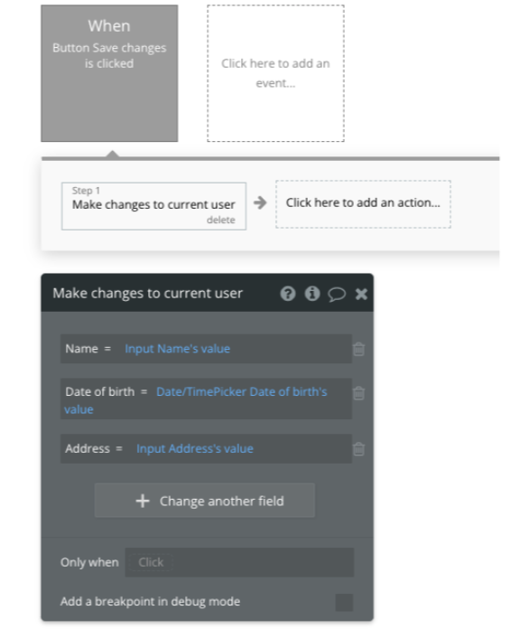 버튼이 클릭될 때 Action이 실행