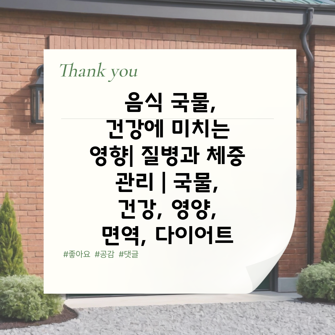  음식 국물, 건강에 미치는 영향 질병과 체중 관리  