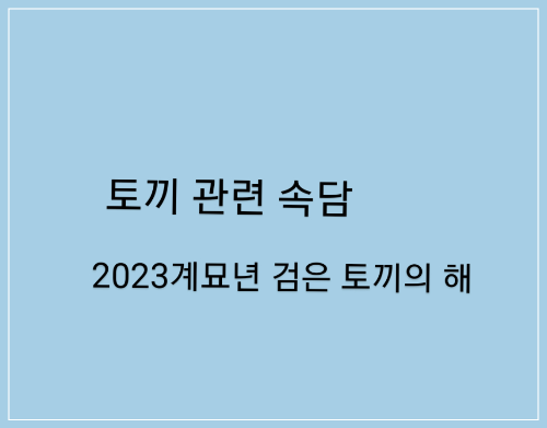  토끼 관련 속담/2023계묘년(癸卯年)검은 토끼의 해/토끼의 뿔이고 거북의 털이다