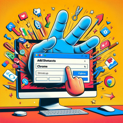 브라우저 단축키 설정 창을 손가락으로 조작하는 장면 일러스트