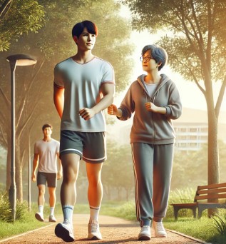 공원에서 가족과 함께 산책 중인 파브리병 환자