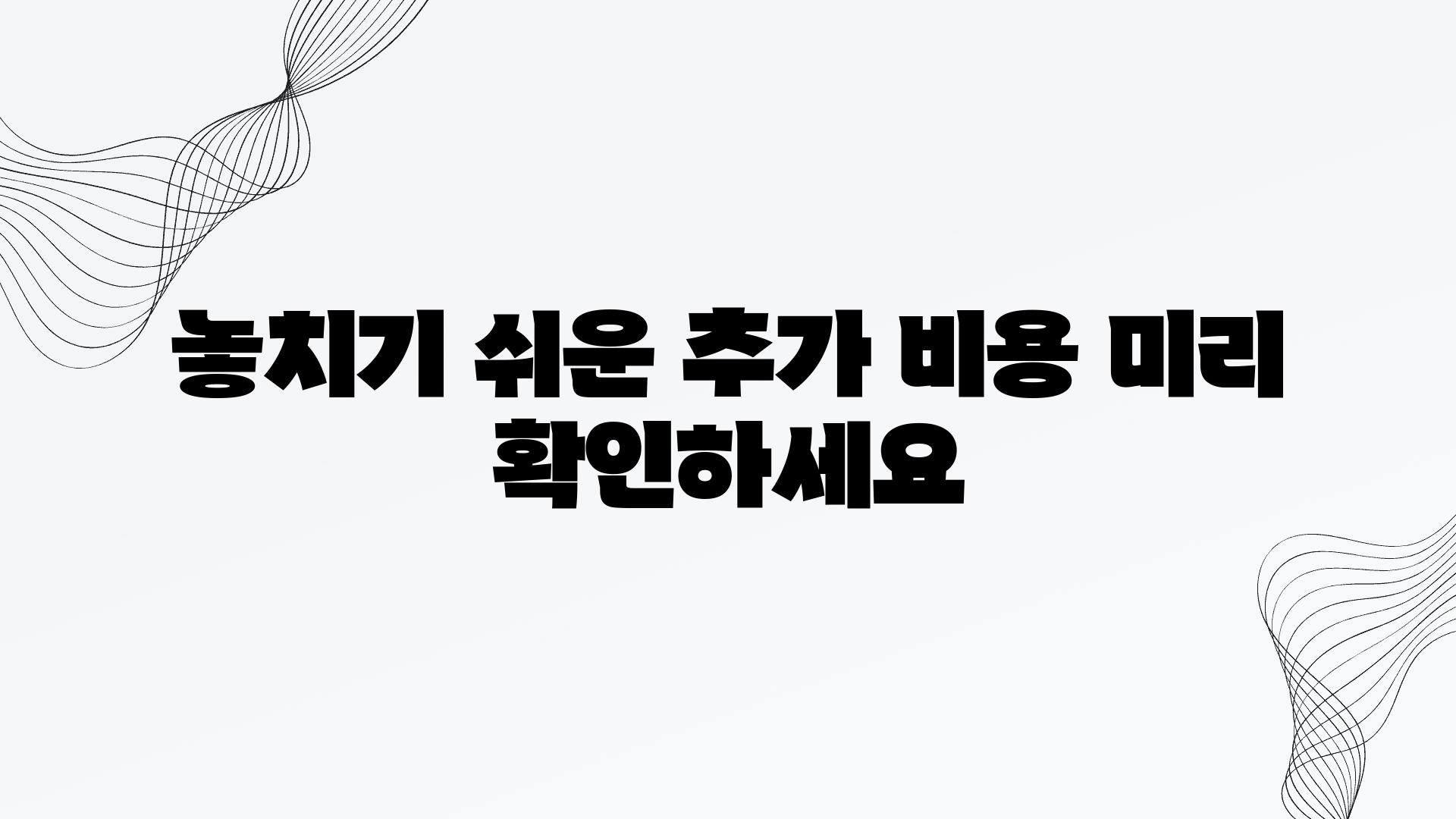 놓치기 쉬운 추가 비용 미리 확인하세요