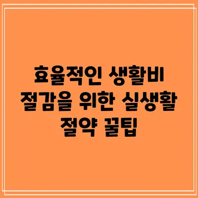 생활비 절약 노하우