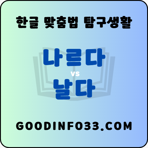 나르다 날다 헷갈리는 한글 맞춤법