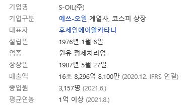 차트 기업분석, 국제유가관련주 S-Oil 주가 5