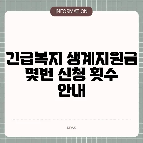 긴급복지 생계지원금 몇번 신청 횟수 안내
