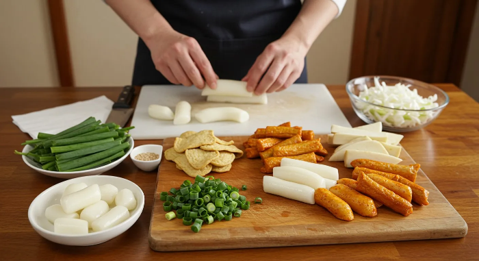 떡볶이 만들기에 필요한 재료들