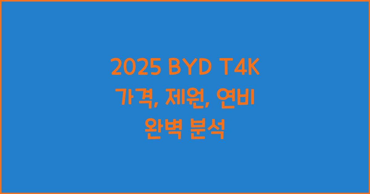 2025 BYD T4K 가격, 제원, 연비