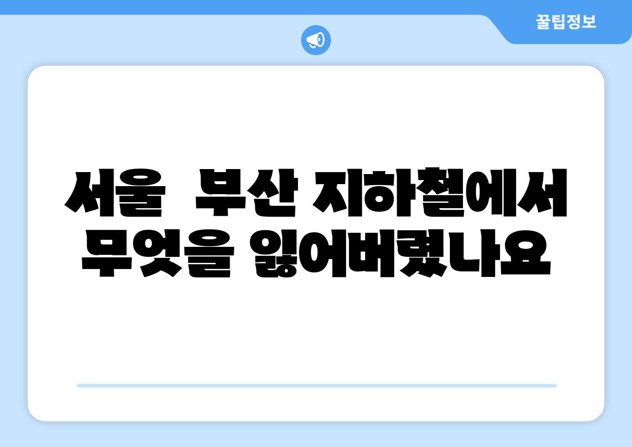 서울 부산 지하철에서 무엇을 잃어버렸나요