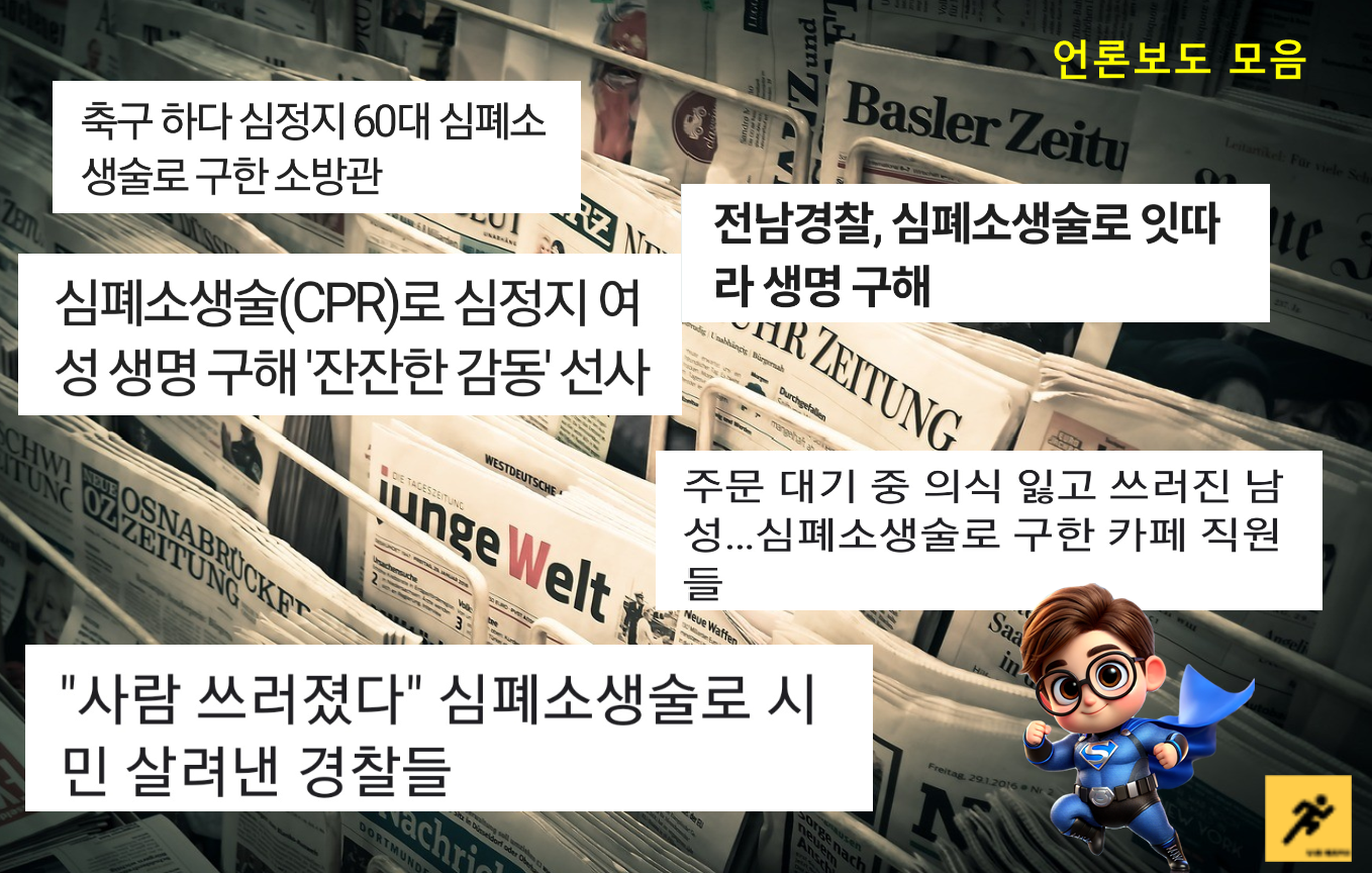 심폐소생술로 생명을 구한 사례에 대한 뉴스 문구