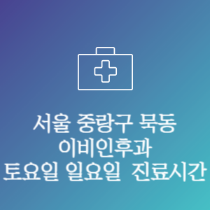 서울 중랑구 묵동 이비인후과 주말 토요일 일요일 문여는 병원 진료시간
